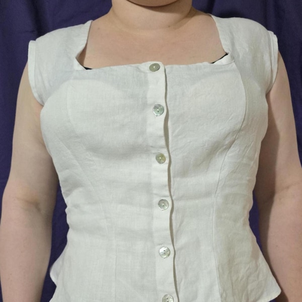 Victorian corset cover, 100% linen, 1850-1860s, Victorian underwear