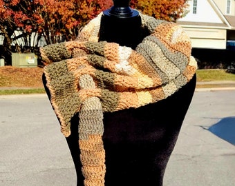 Handmade Keyhole Scarf w/ Tassel - Camo Sands
