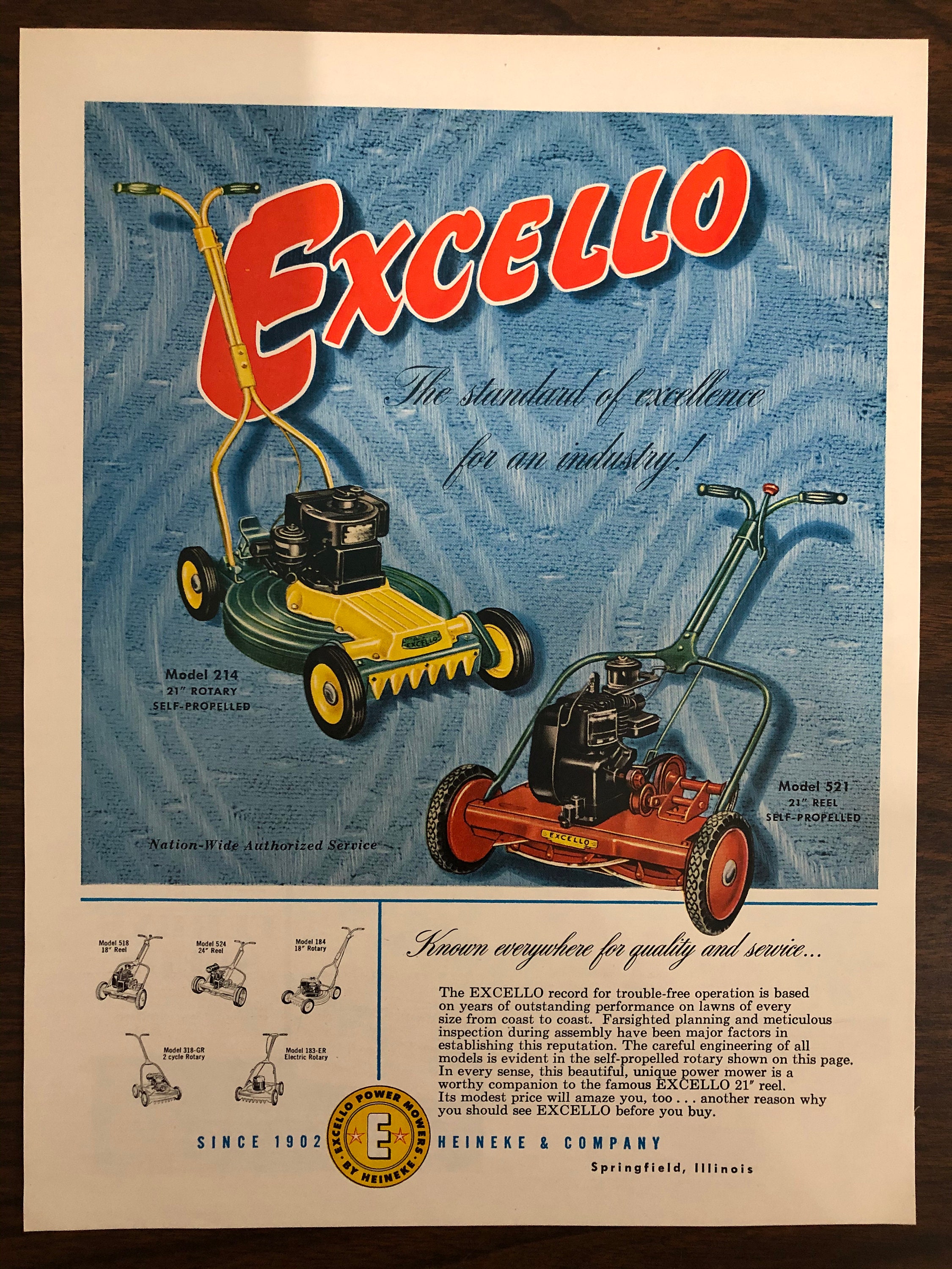 Excello Homko Power Mower 1950s Original Magazine Print Ad Etsy España