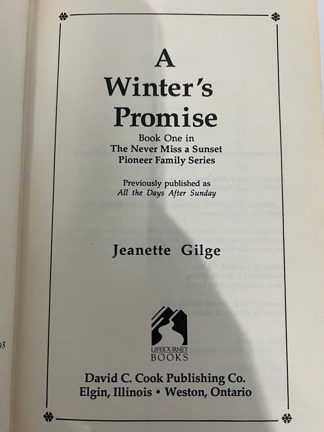 Antique Book Winter's Promise , by Jeanette Gilge 1988 #115 - Etsy