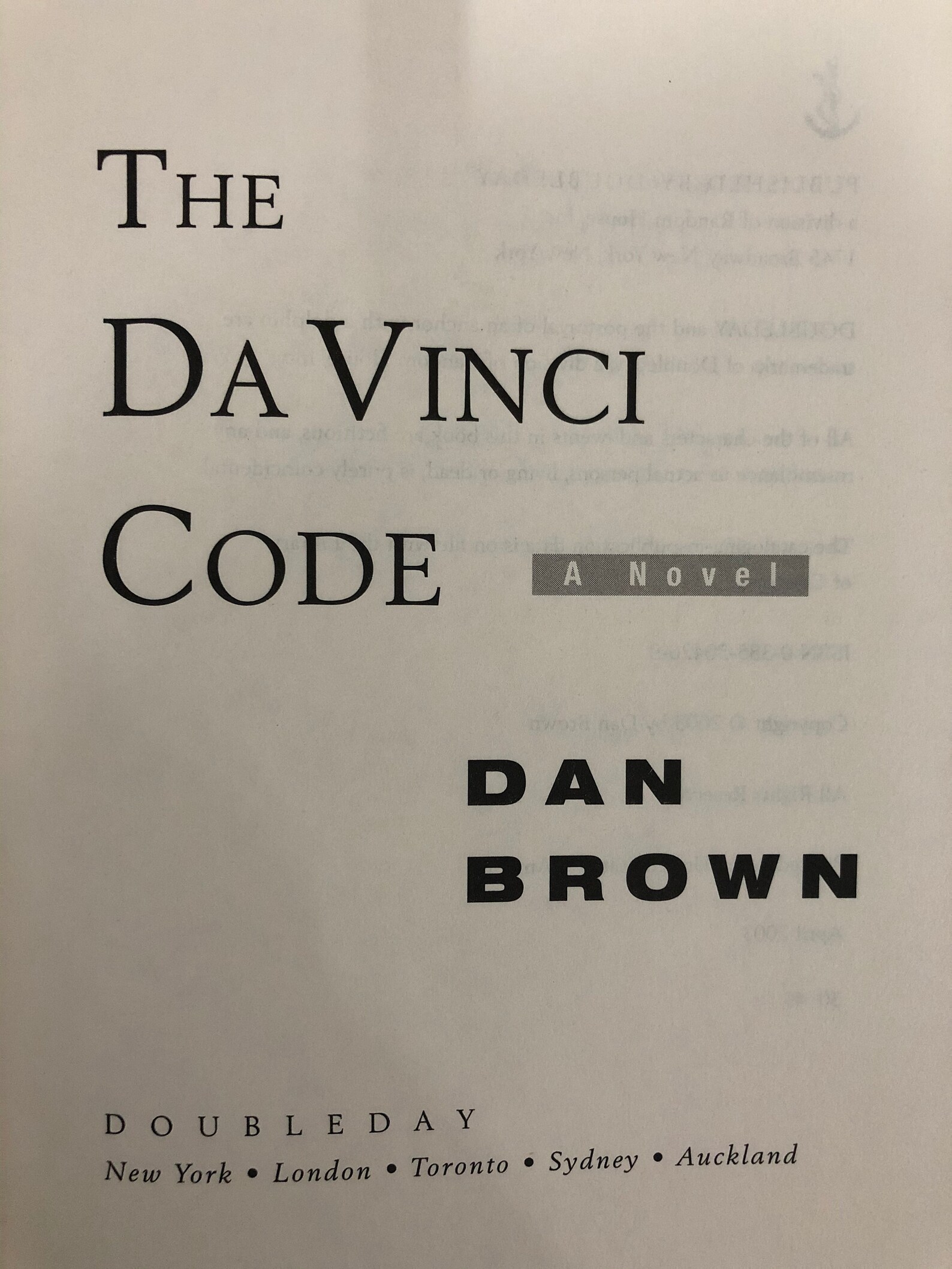 Antique Book The Da Vinci Code by Dan Brown Hardcover 2003 Etsy