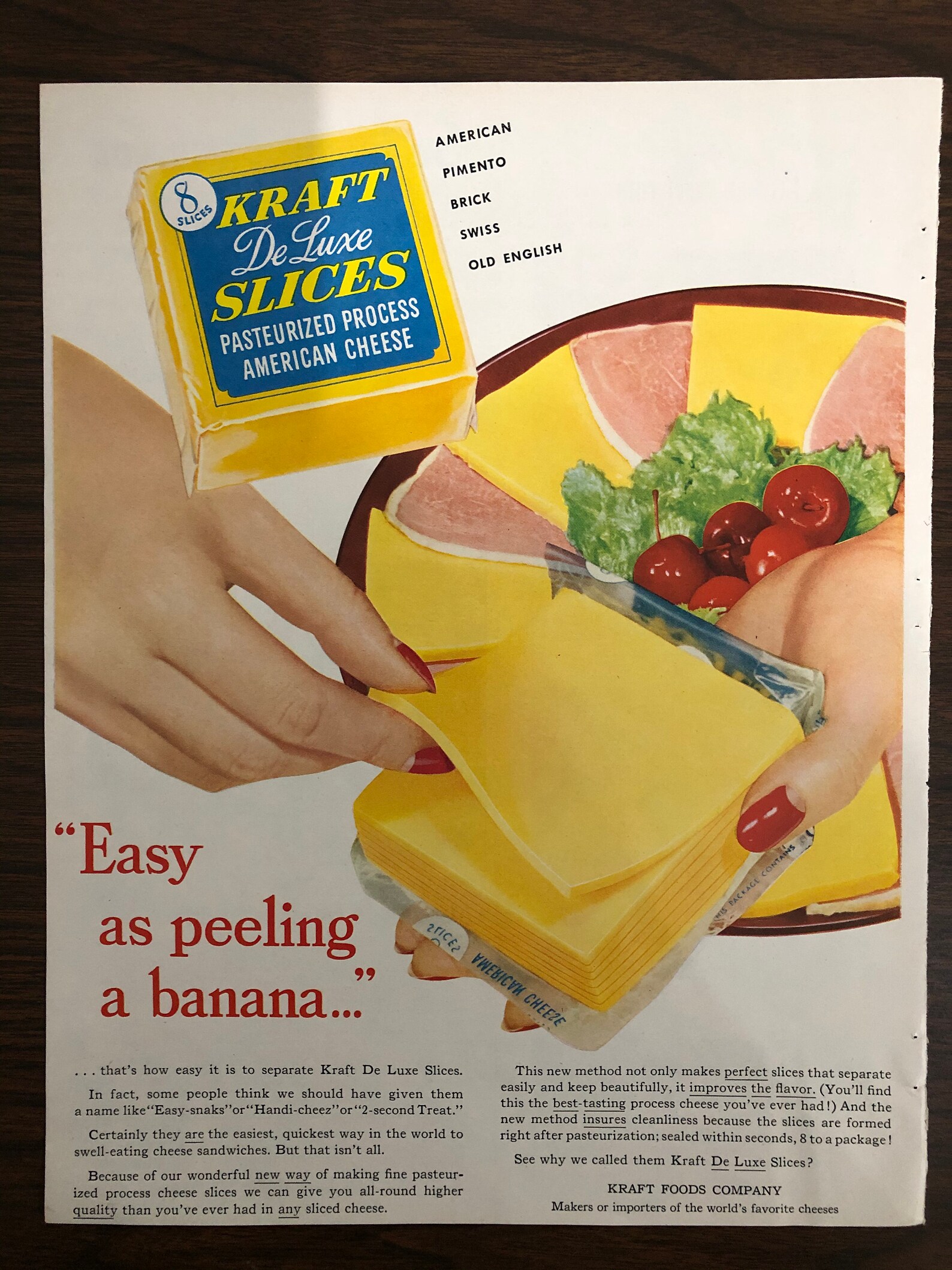 Kraft Slices Cheese Kraft Swiss Cheese Sliced 1950s Original Etsy