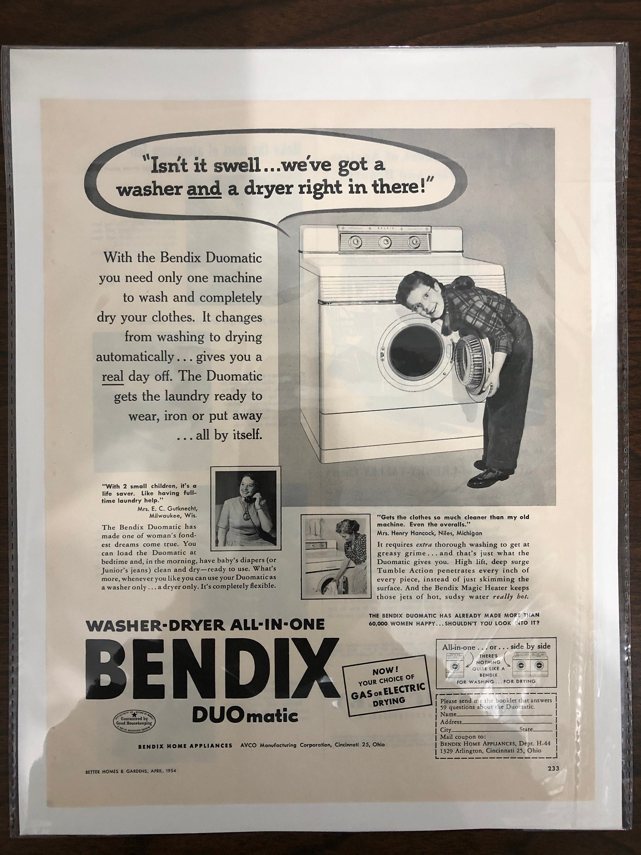 Bendix Automatic Washer and Dryer 1950s Original Magazine Etsy Ireland