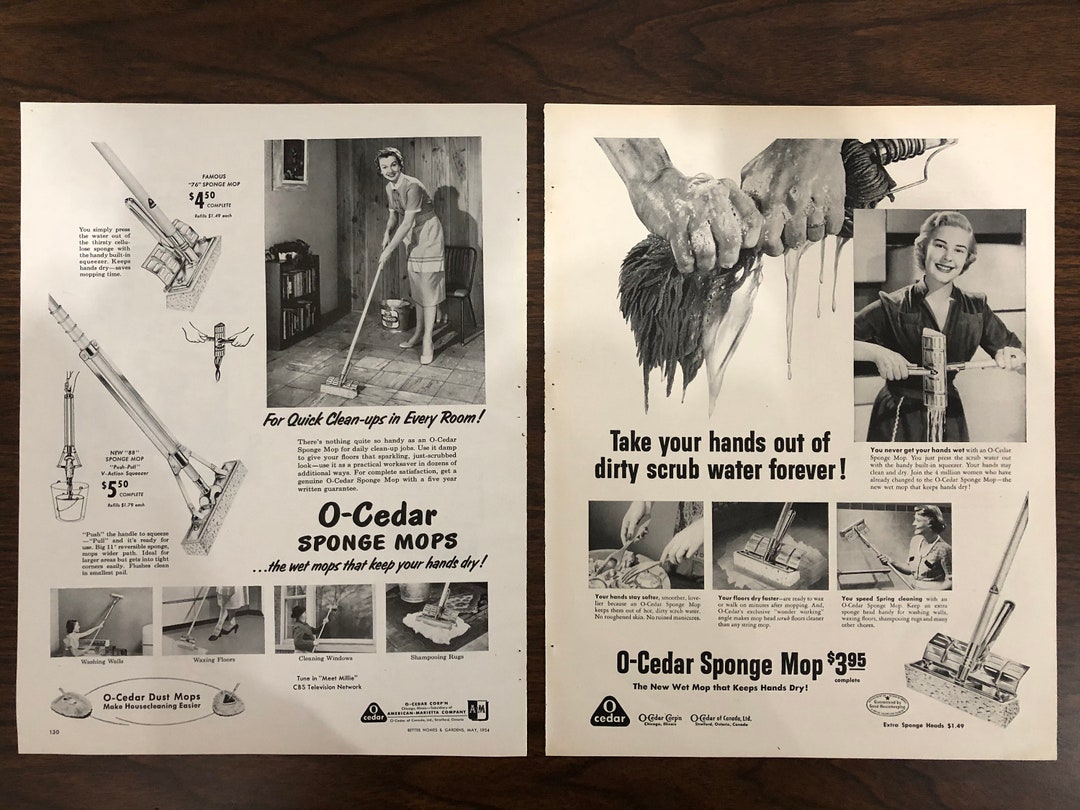 Ocedar Sponge Mops 1950s Original Magazine Print Ad Etsy