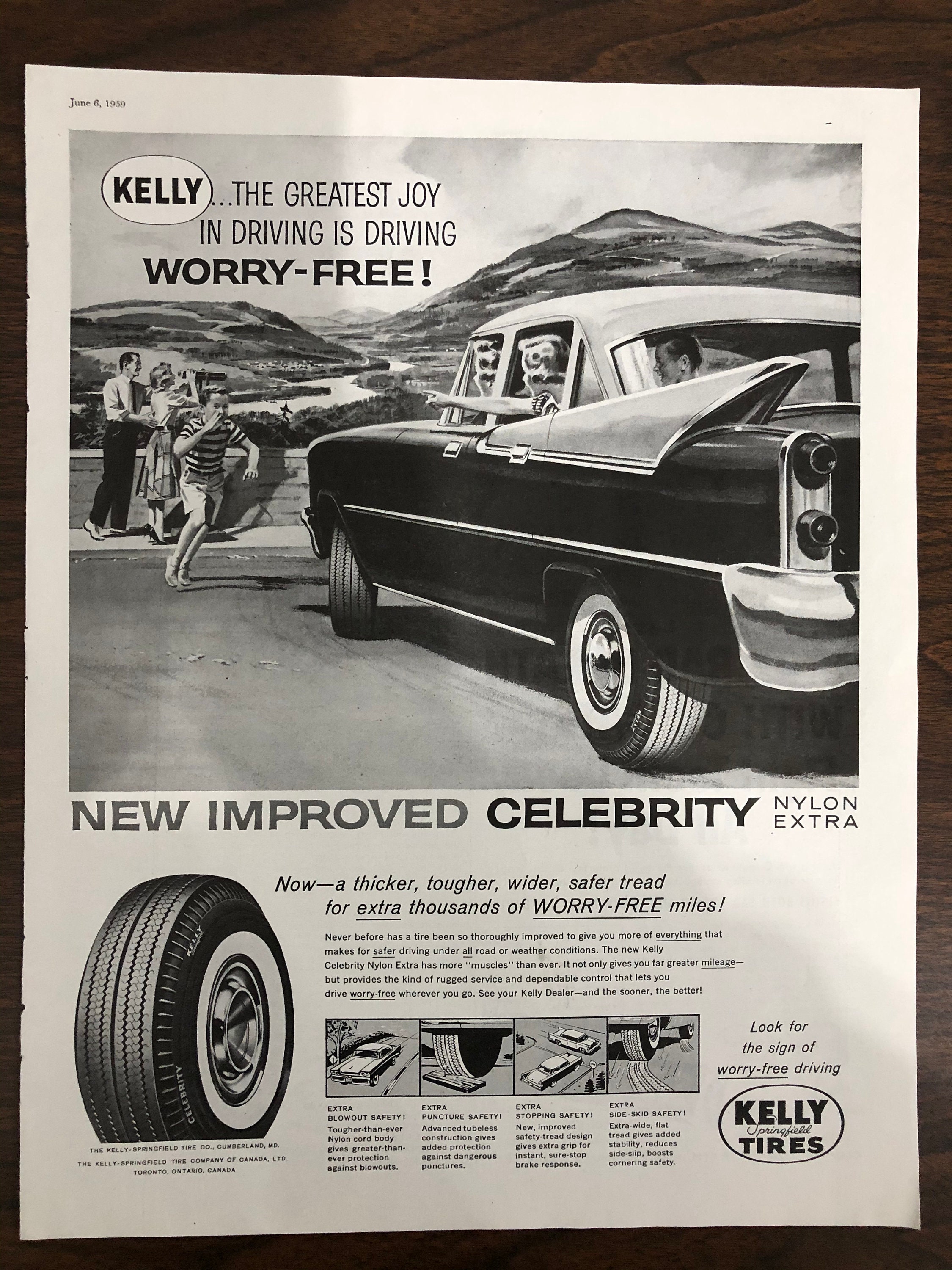 Kelly Tires Tire 1950s Original Magazine Print Ad Etsy