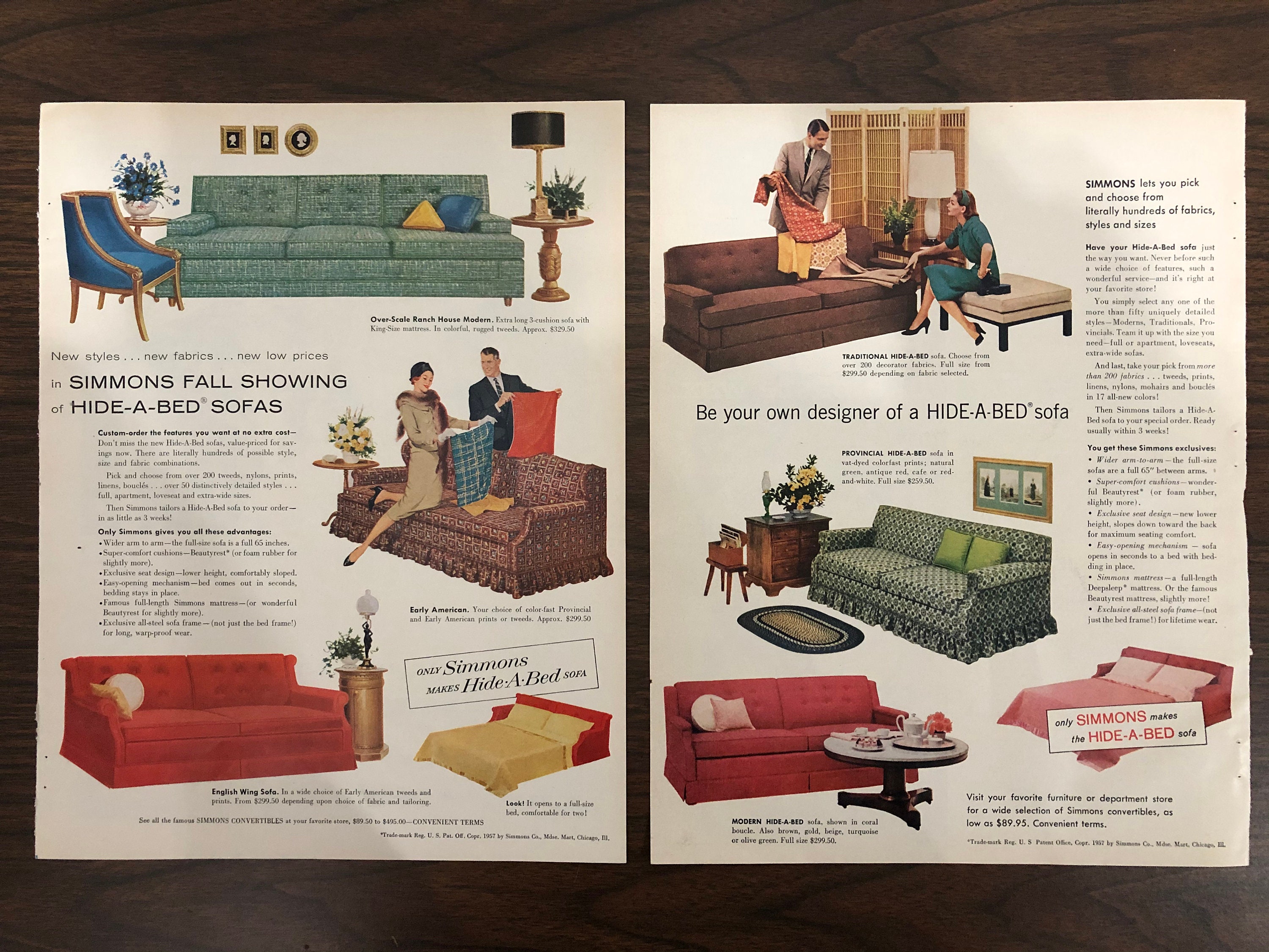 Simmons Hideabed Sofa 1950s Original Magazine Print Ad Etsy