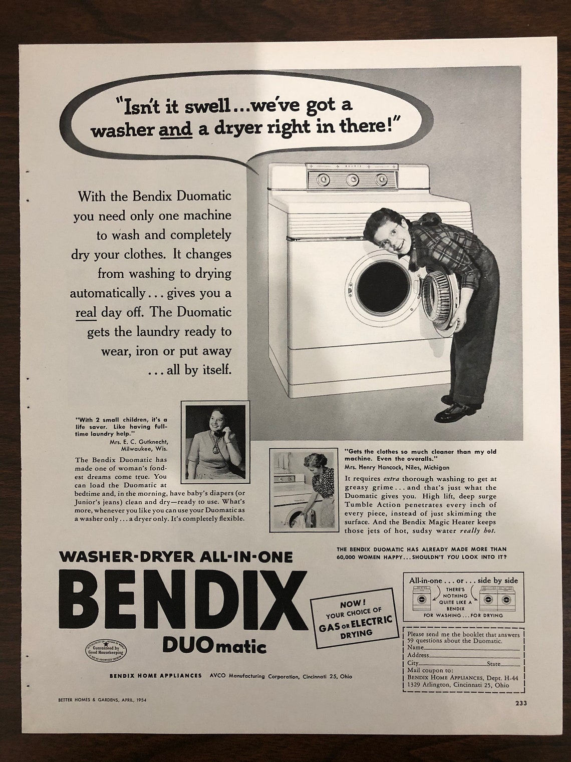 Bendix Automatic Washer and Dryer 1950s Original Magazine Etsy Ireland