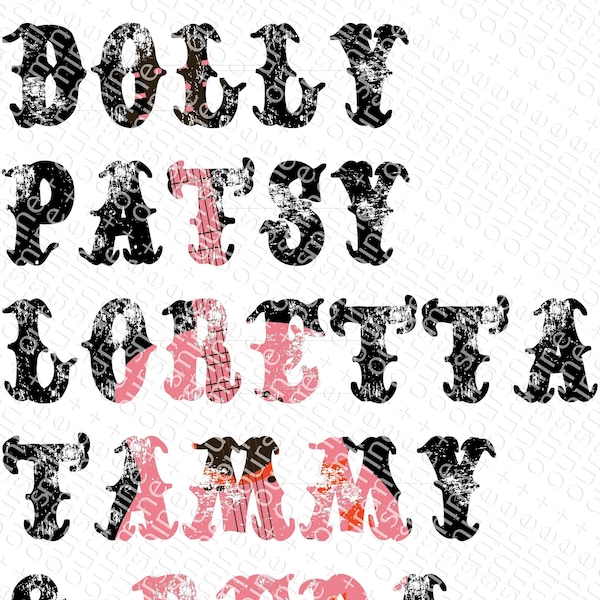 Dolly patsy loretta tammy reba sublimation waterslide image downloadable, PNG, JPG, cute country design, country image, guitar image