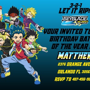 Beyblade Burst Invitations