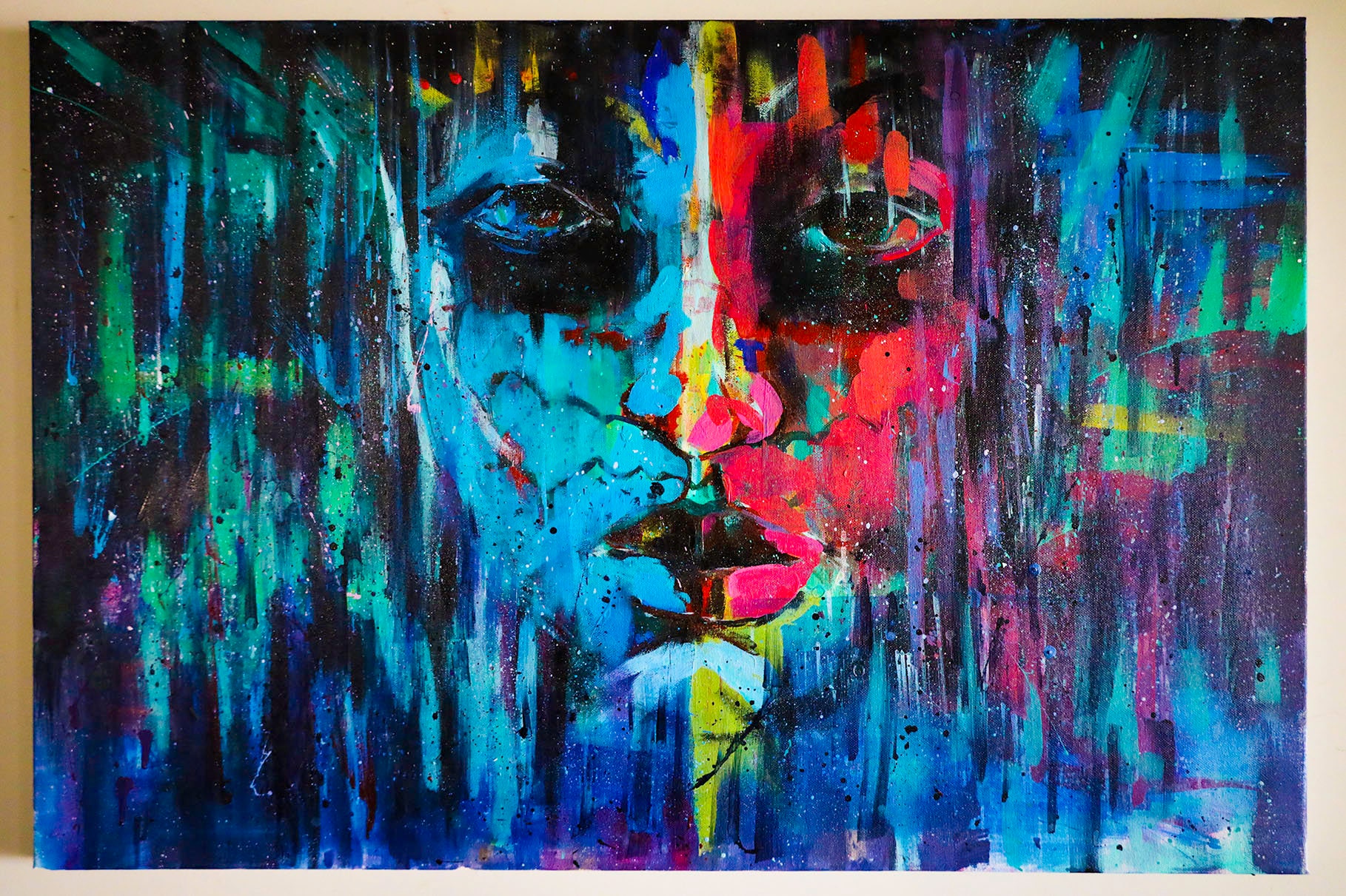 Original acrylic and ink on canvas painting. 24 x 36 Inches. Etsy