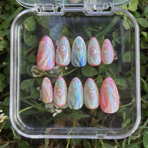 Moth Wing Fairy Nails | Handpainted pastel bug moon spring nails