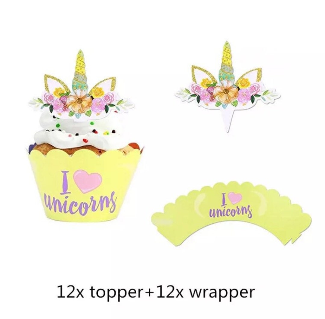 Unicorn Cupcake Toppers & Unicorn Cupcake Wrappers Set Etsy