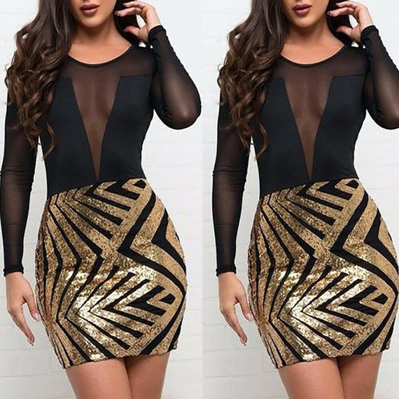 sexy gold and black dress