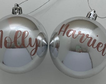 Personalised Christmas baubles vinyl labels, add to your own