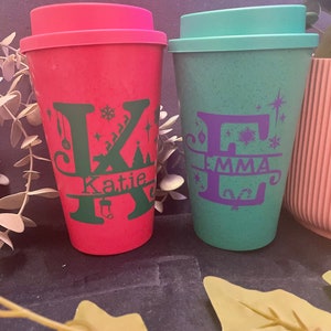 Personalized Christmas Letter Vinyl Label: DIY Coffee Cup Decal