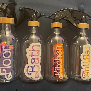 Cleaning Caddy Spray bottle double colour vinyl label, personalised add to your own cleaning bottles. Create your own reusable