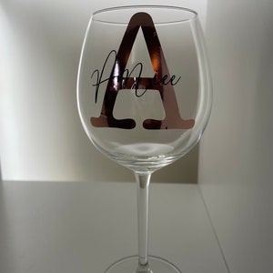Personalised Wine/Gin Glass named/initial Vinyl label