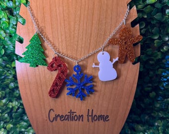 Ensemble Bijoux De Noël Sapin – Collier Et Boucles D'oreilles Colorés, Alliage, Longueur Réglable, Cadeau Fêtes