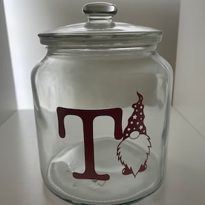 Personalised Gnome/Gonk Letter Vinyl label for glasses/ Cup/ wine glass/ jars/sweet jar