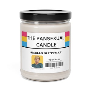Vela pansexual-cartão de membro gay engraçado vela orgulho-nome da foto personalizada texto cheira como presente de vela de soja perfumada, 9oz