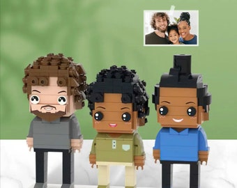 Full Body Customizable 3- 4 People Custom Family Brick Figures- Photo Building Blocks Minifigure Set- Fathers Day Mothers Day