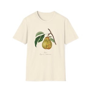 Pear Botanical Fruit Shirt, Unisex Softstyle T-Shirt, Gardening Tee, Farmers Market Graphic Tee, Summer Fruit Gift, Vintage Food Shirt,