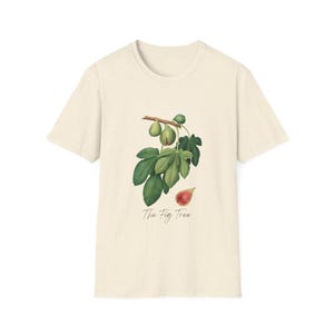 T-shirt vijgenboom, T-shirt botanisch natuur, plantenliefhebber cadeau, retro illustratie top, shirt tuinthema vijgencadeau