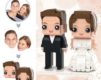 Personalized Wedding Couple Brick Figure Bride Groom Custom Mini Figures Brick Blocks  Full Body Brick Figures Anniversary Couple Gift