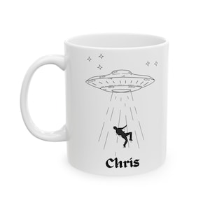 Personalized Alien Abduction Coffee Mug: UFO Gift for Sci-Fi Lovers