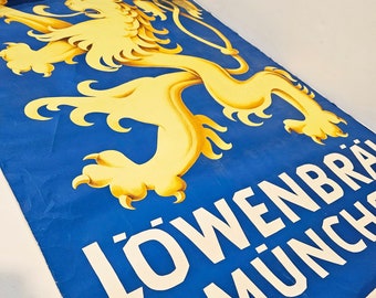 Original Lowenbrau Munchen Vintage Poster BIG - Löwenbräu München - Cartel de cerveza alemana 23.5" x 33"
