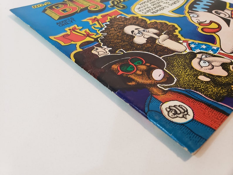May include: A vintage comic book titled "Bijou Funnies" with a blue cover and cartoon illustrations. The cover features several characters with exaggerated features and speech bubbles. The text "ADULTS ONLY" is visible.
