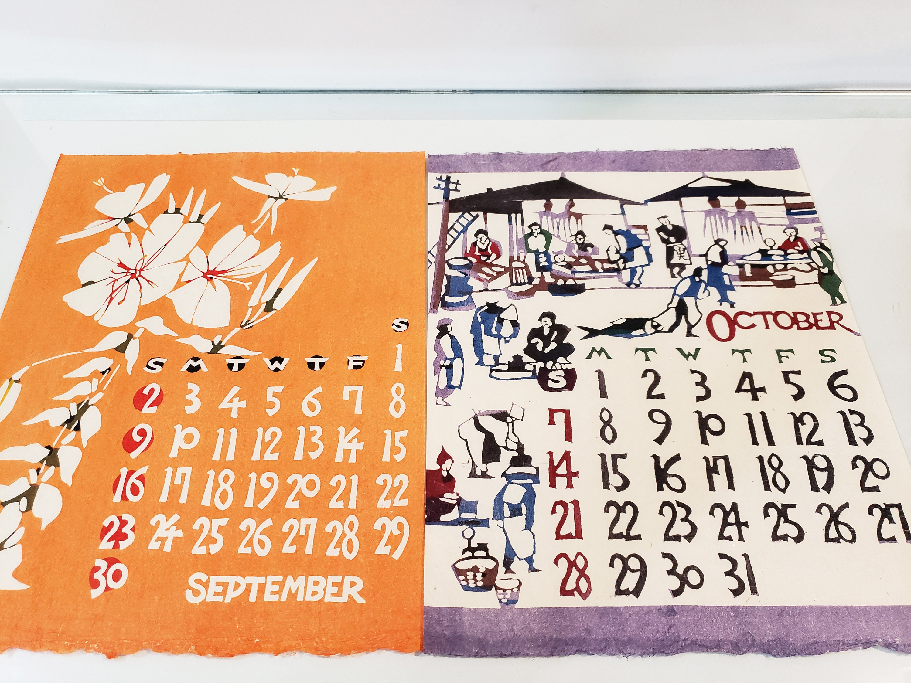 芹沢銈介　カレンダー 1973年 ４月５月が有りません 表紙と10ヶ月分 芹沢銈介 型染めカレンダー 1973 Serizawa Keisuke Calendar