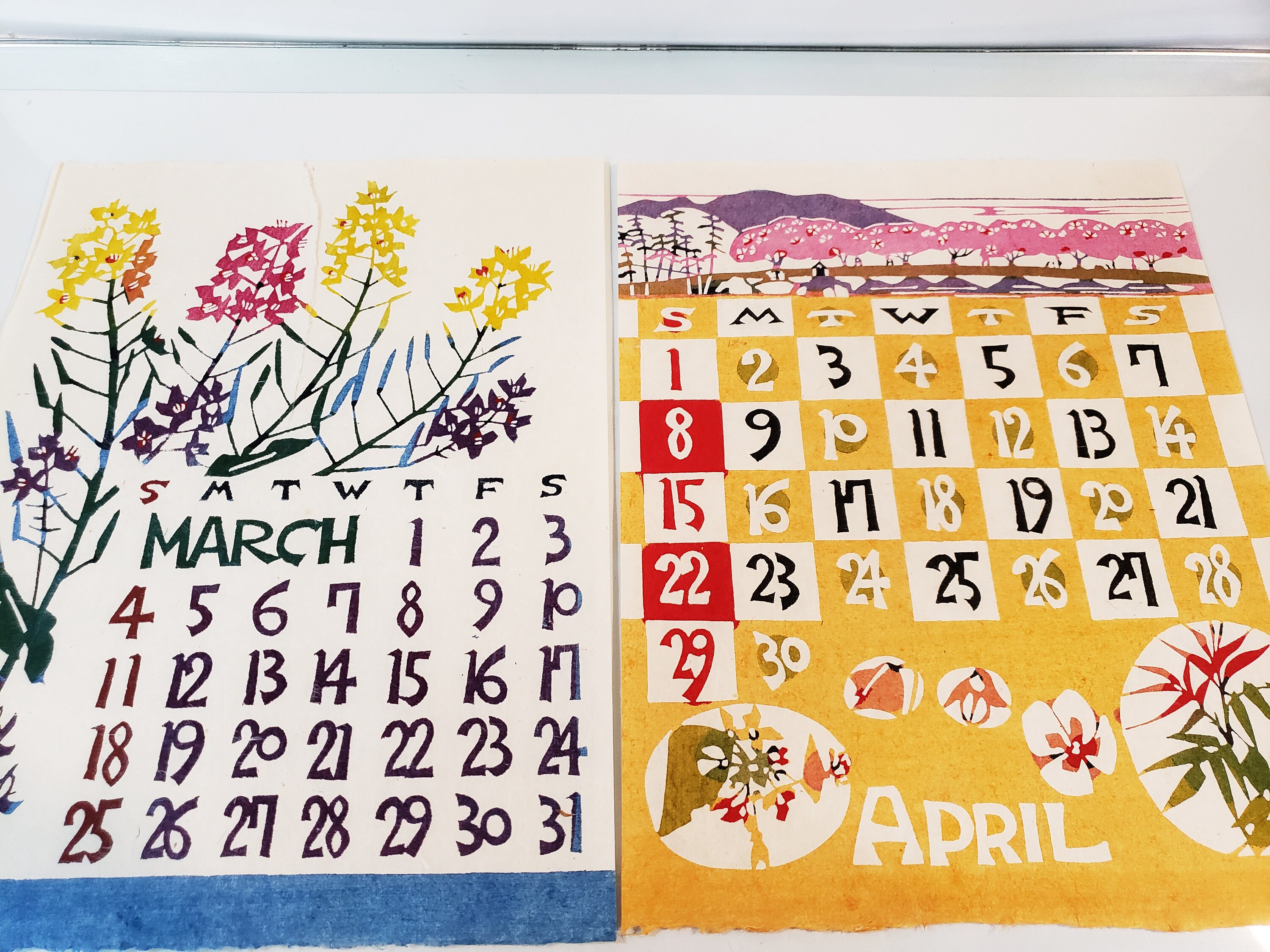 芹沢銈介 木版画カレンダー 1973 - 月を選択してください - 収集