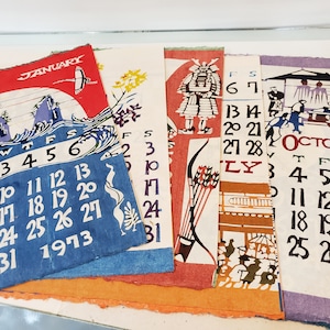 Keisuke Serizawa, gravure sur bois, calendrier 1973 - Choisissez le mois - Impression d&#39;art japonaise de collection