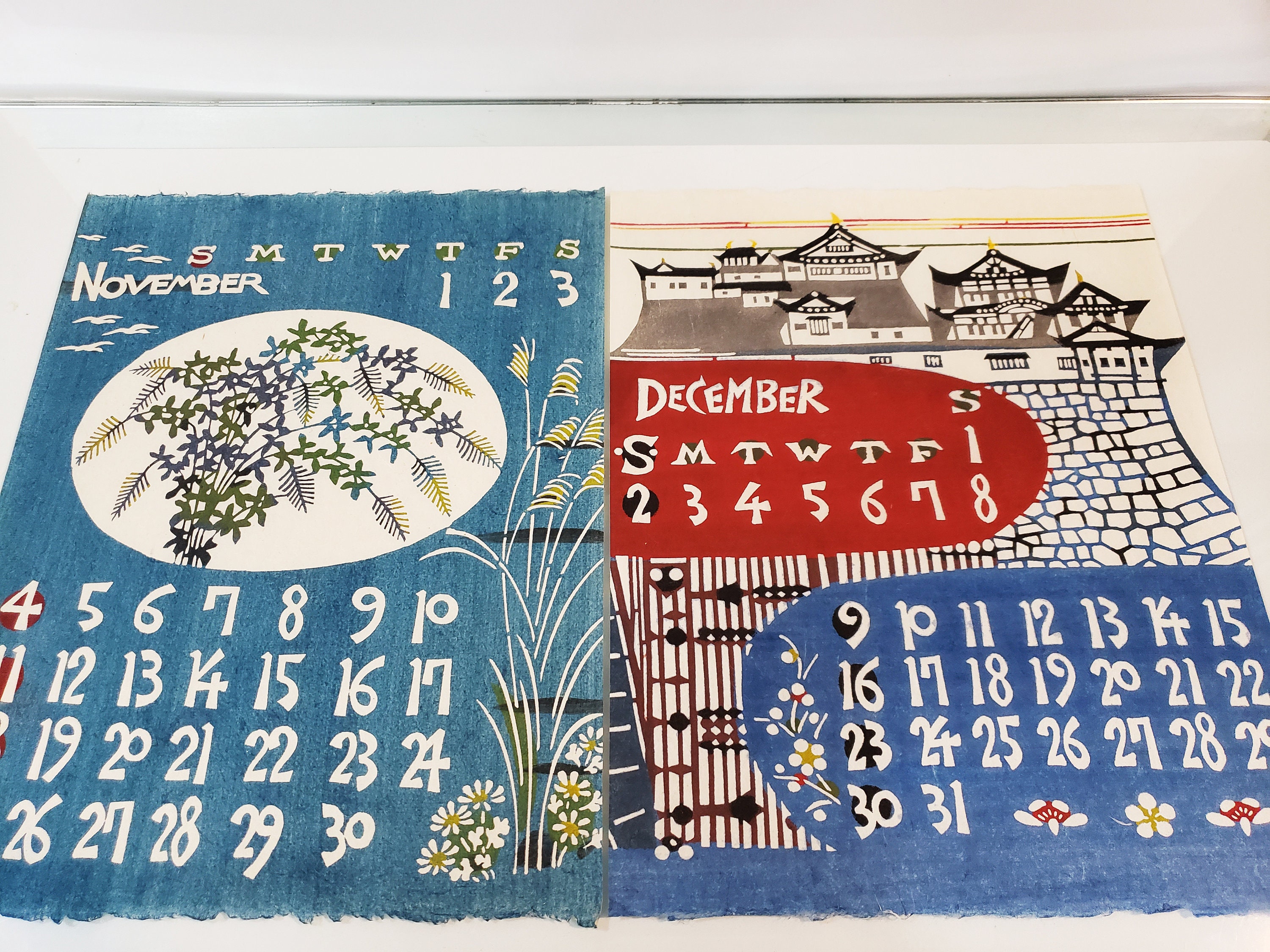 芹沢銈介　カレンダー 1973年 ４月５月が有りません 表紙と10ヶ月分 芹沢銈介 型染めカレンダー 1973 Serizawa Keisuke Calendar