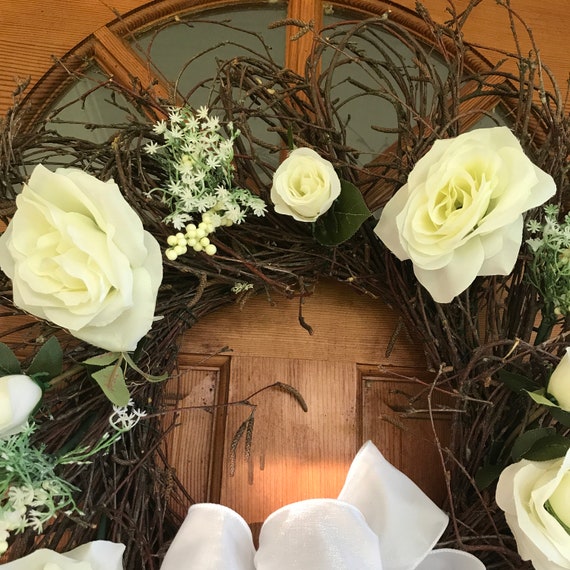 Wedding Wreath Floral Wreath Door Size Wreath Country Etsy