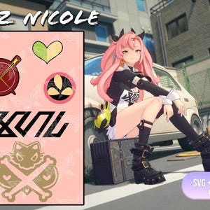 ZZZ inspired Nicole designs SVG PNG Zenless Zone Zero | Instant download digital files for cosplay