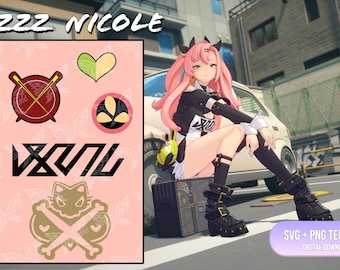 ZZZ inspired Nicole designs SVG PNG Zenless Zone Zero | Instant download digital files for cosplay