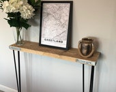 Scaffold Board Console Table Made from Reclaimed Wood- Hallway Table with Metal Legs