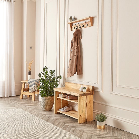 Rustic Shoe Storage Bench Wooden Hallway Shoe Rack - Etsy New Zealand