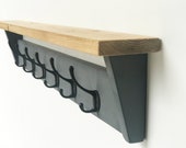Grey Coat Rack- Grey Coat Storage with Shelf for Entryway