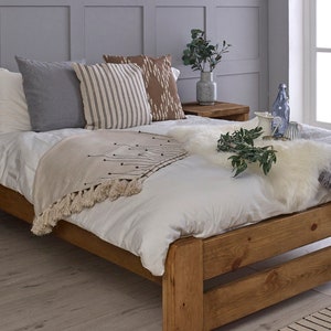 Solid Wooden Bed Frame and Footboard rustic Double Bed - Etsy