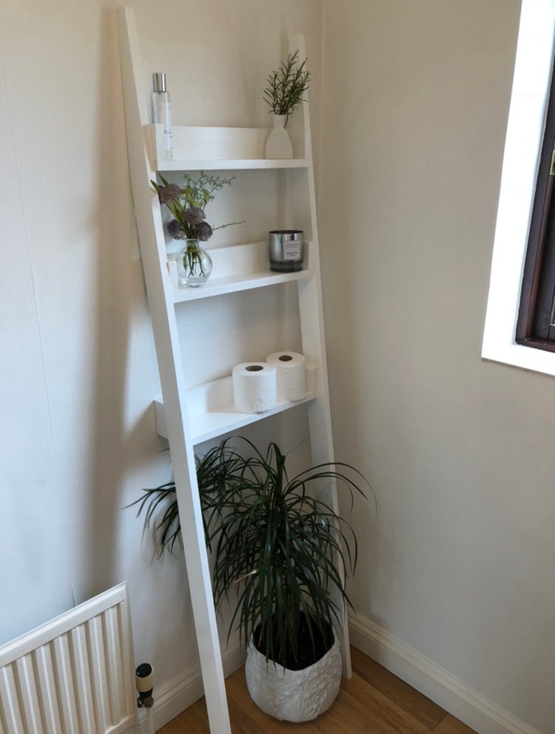 Ladder Shelf Storage for Over the Toilet Bathroom Shelving Etsy