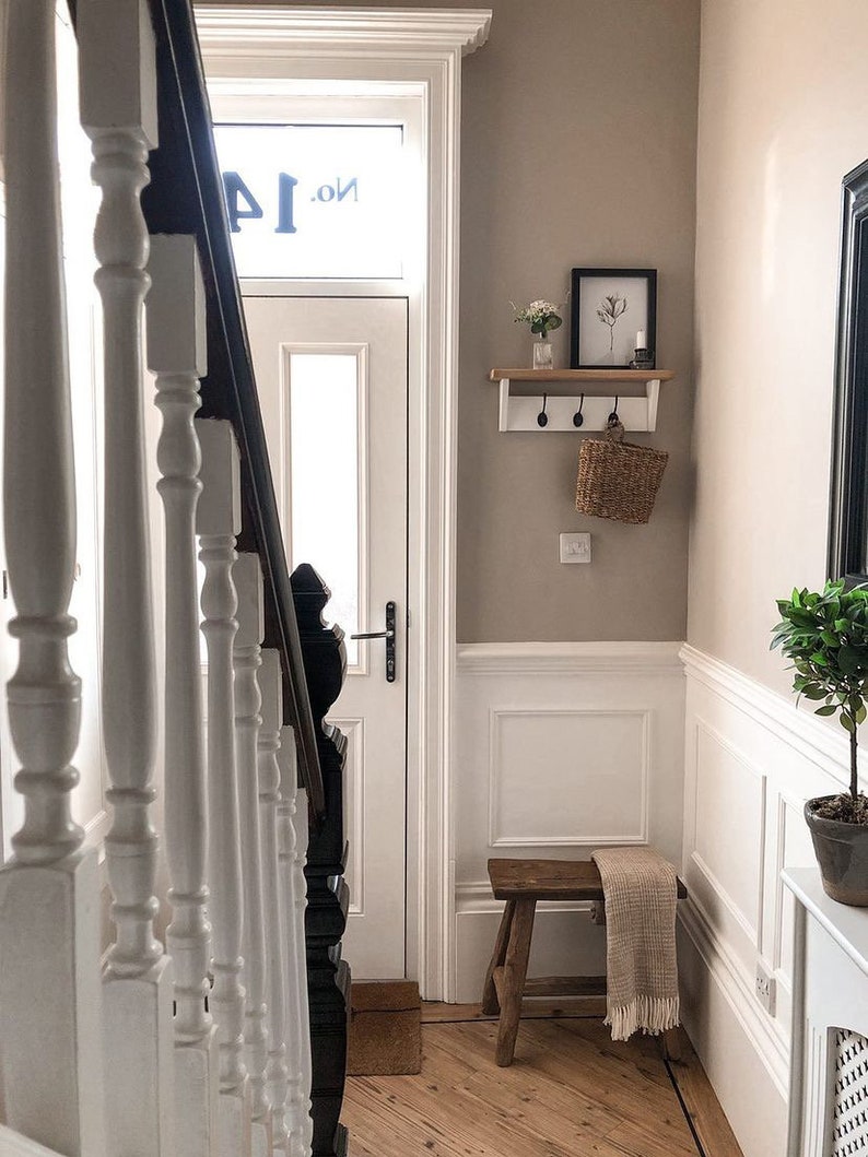 White Coat Rack With Oak Shelf Shabby Chic Coat Storage With Etsy UK