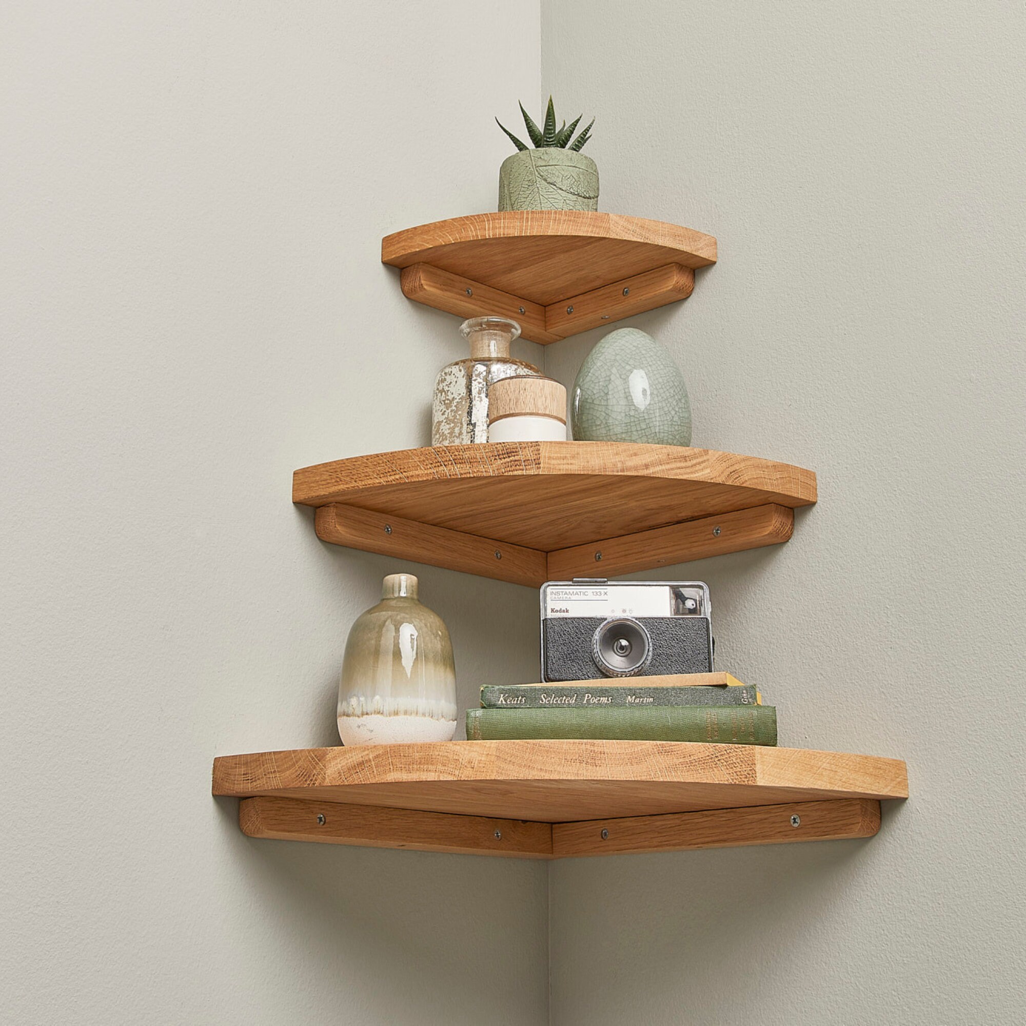 Oak Corner Shelf Wooden Floating Shelving Etsy UK