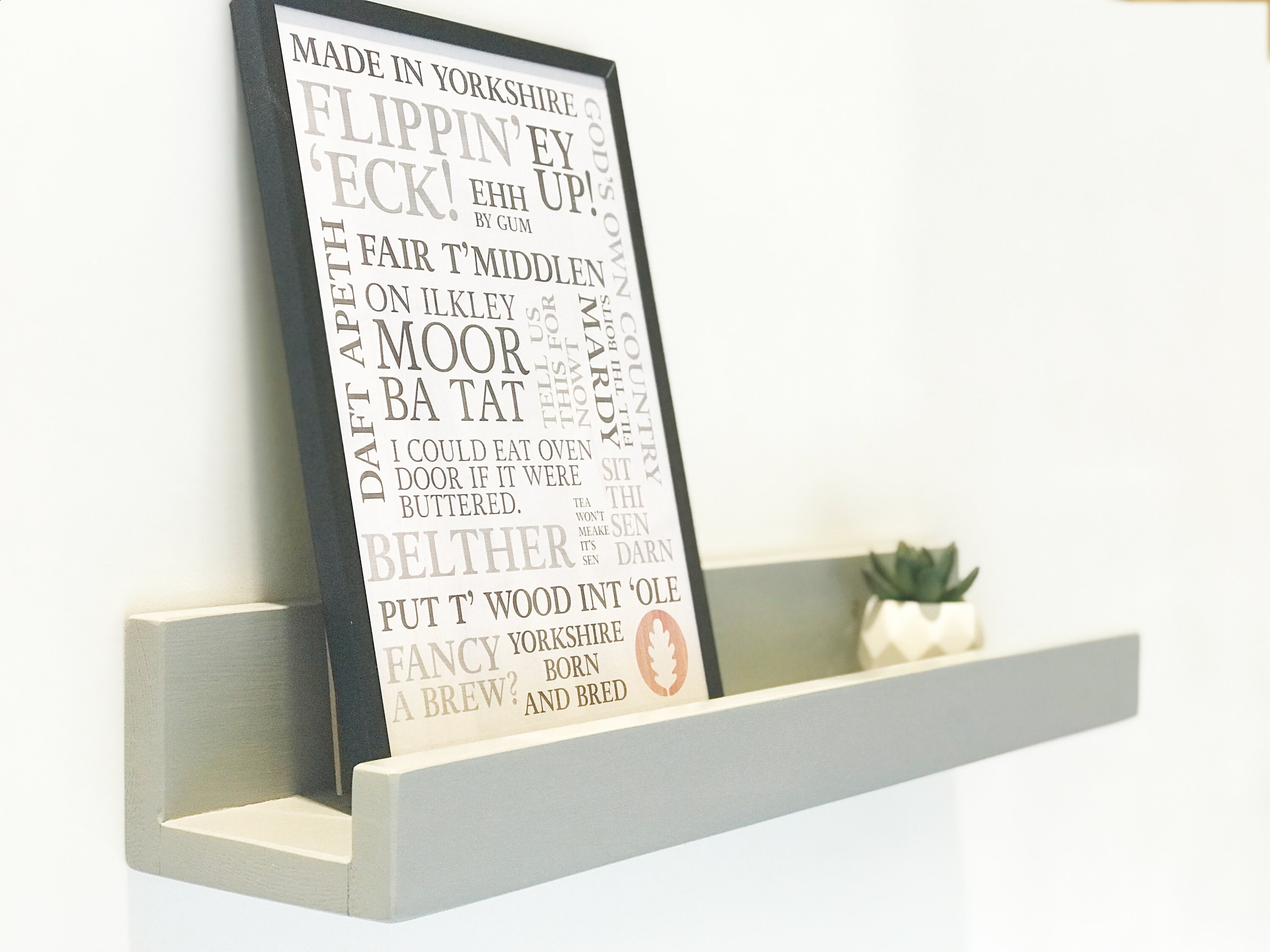 Light Grey Floating Shelf Wooden Picture Rail Handmade From Etsy UK