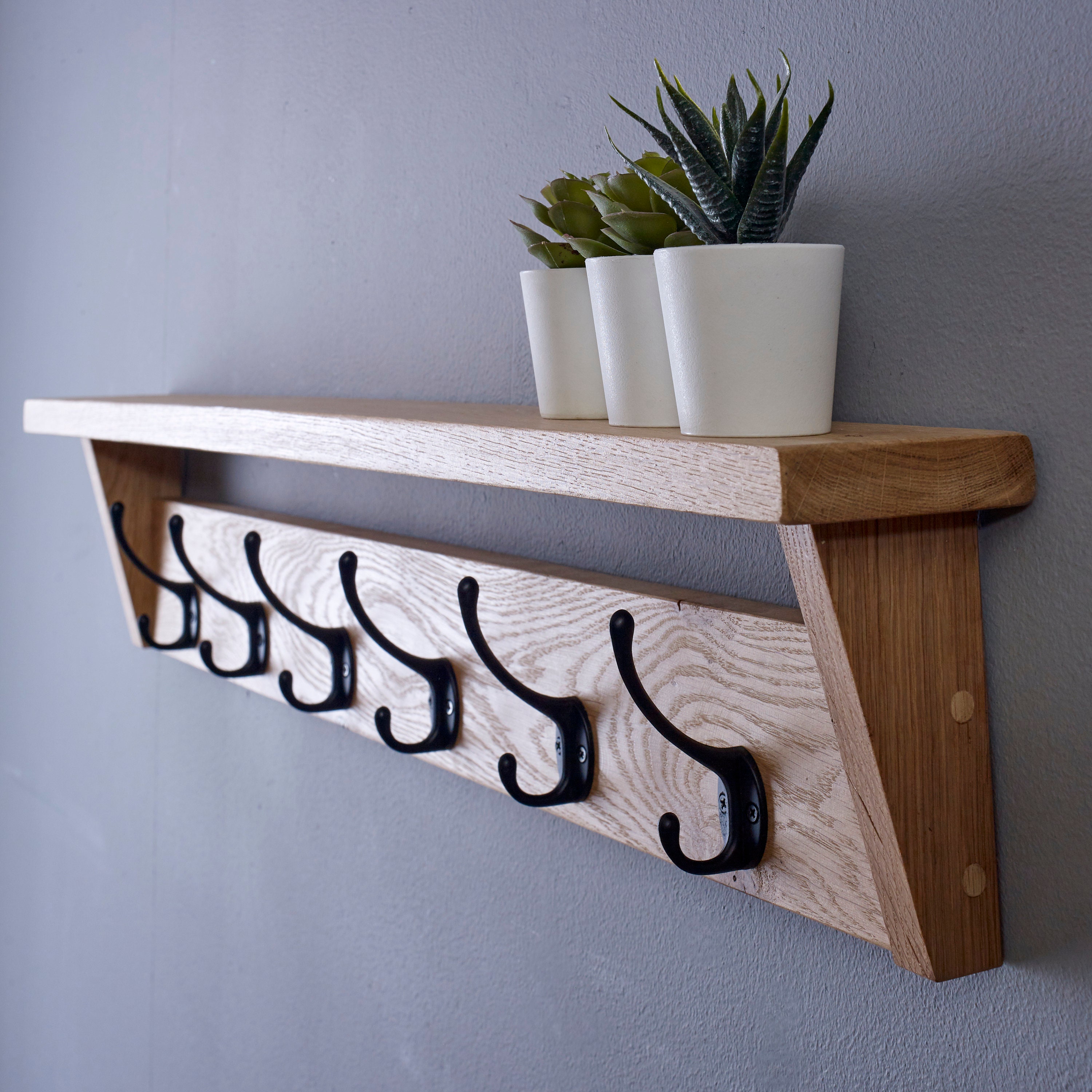 Oak Coat Rack with Shelf made from Oak Wooden Vintage Etsy