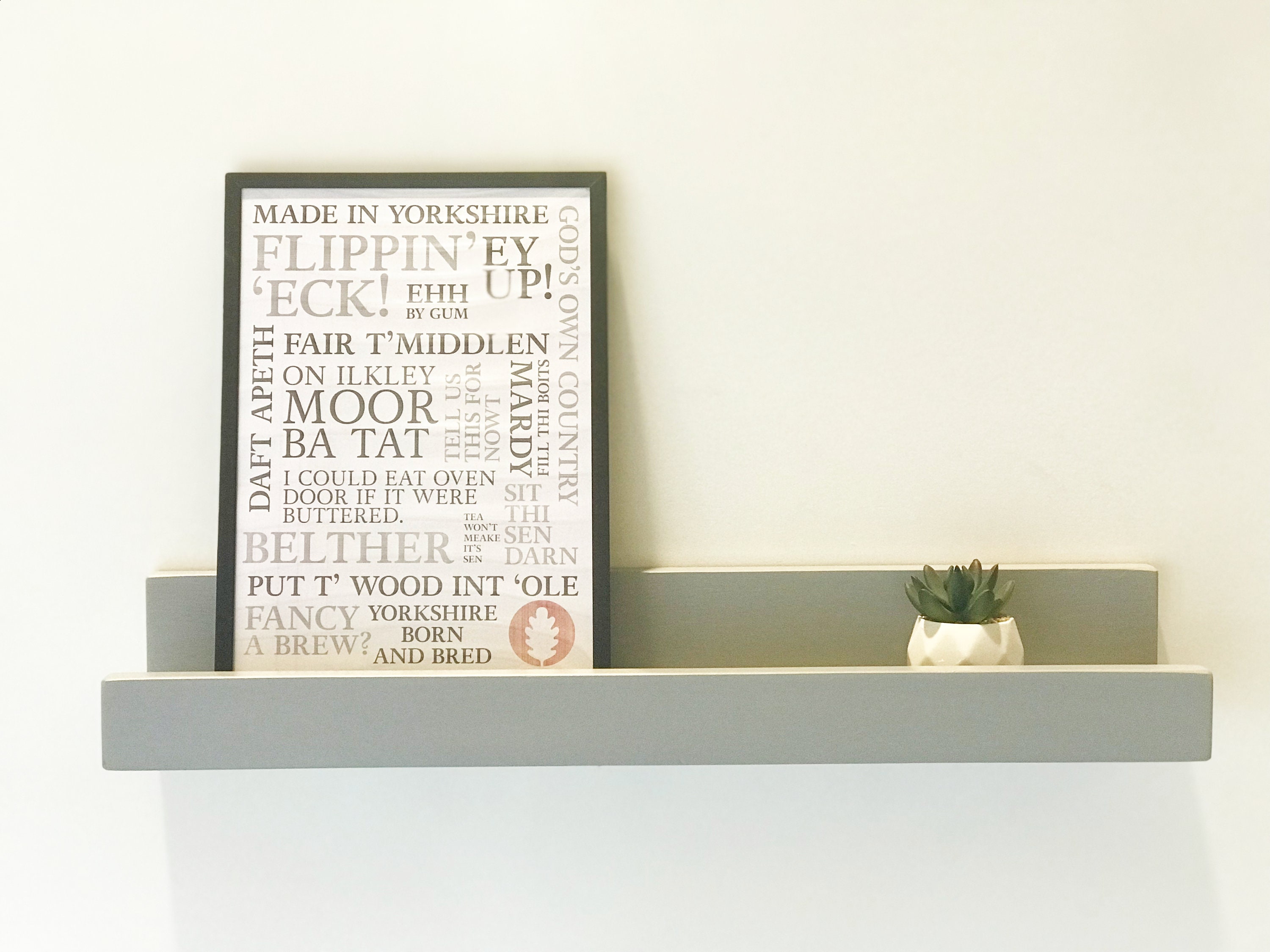Light Grey Floating Shelf Wooden Picture Rail Handmade From Etsy UK