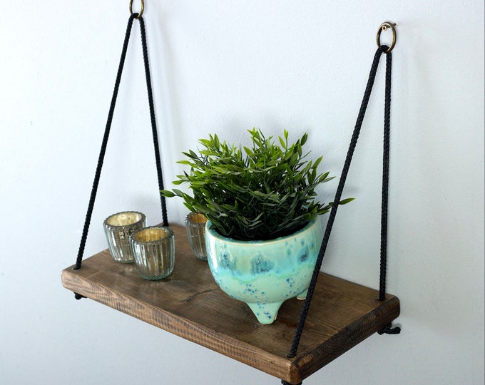 Custom Rope Hanging Shelf Rustic Scaffold Board Shelves Etsy UK