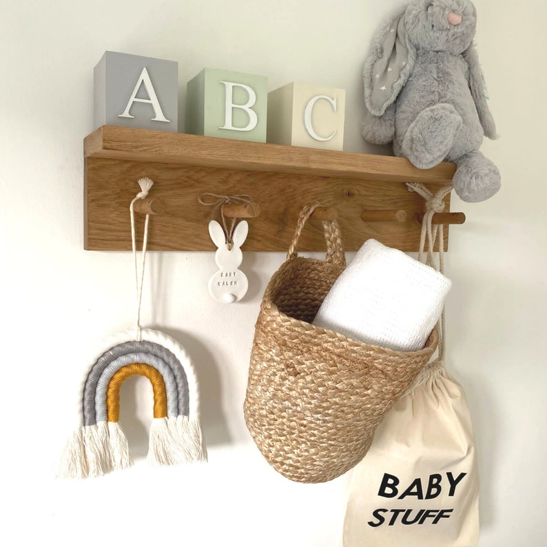 Shaker Peg Rail Oak Peg Shelf Nursery Shelf With Hooks Etsy UK